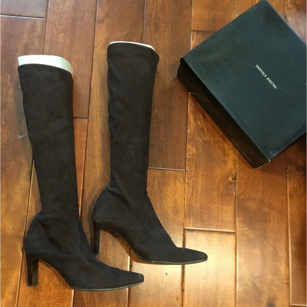 Chocolate Brown Suede Style Knee High Boots